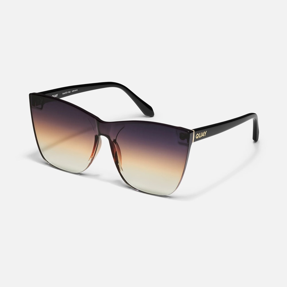 Quay Australia Black Oversized Sunglasses with Frameless Design